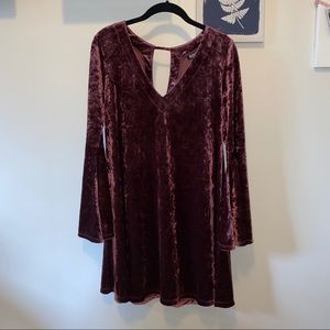 ana Velvet Bell Sleeve Dress